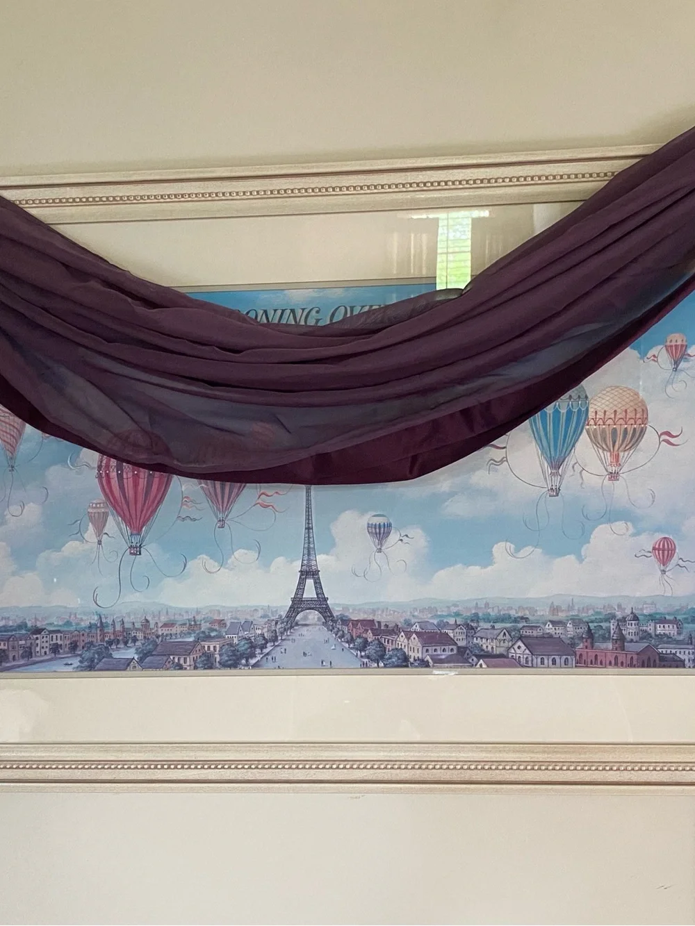 Eggplant Purple Sheer Window Scarf Valance 57x216 Satin Edge Curtain Panel